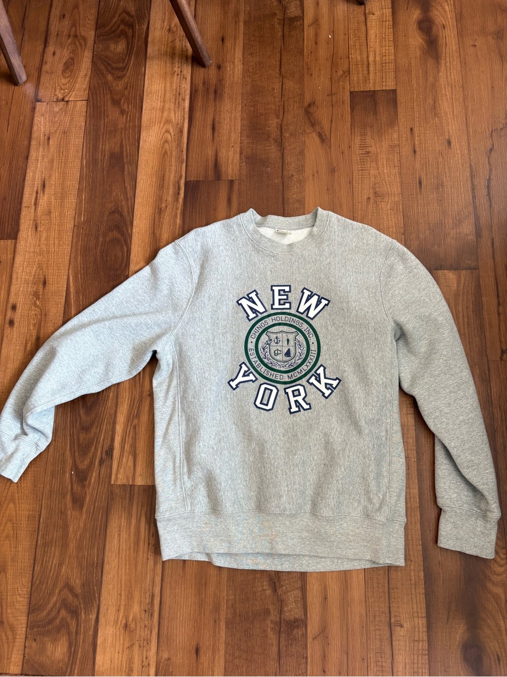 J. Crew Light Gray New York Crewneck Sweatshirt with Green Crest